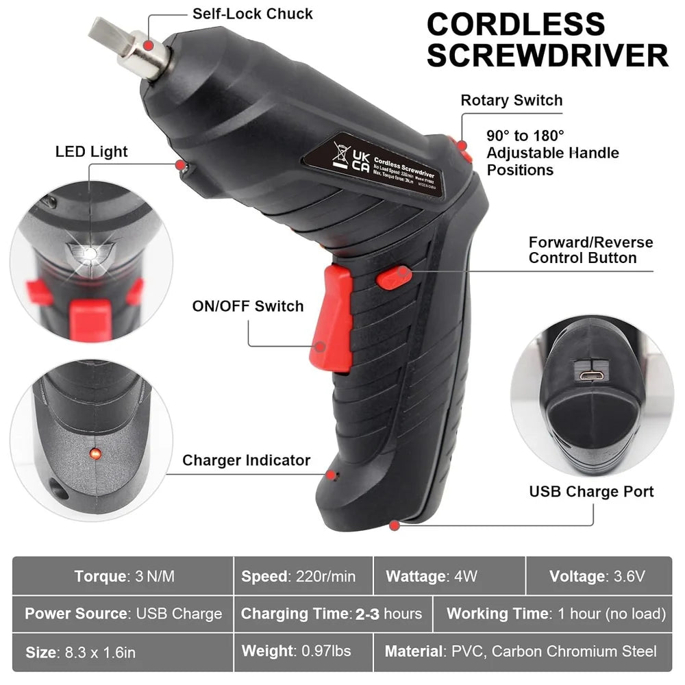 Electric Cordless Screwdriver Kit Set